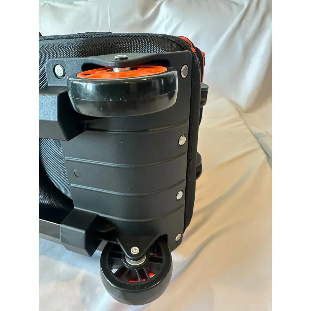 SOGUKOER 2-Ball Roller Bowling Bag Black/Orange Rolling Tote with Handle &wheels
